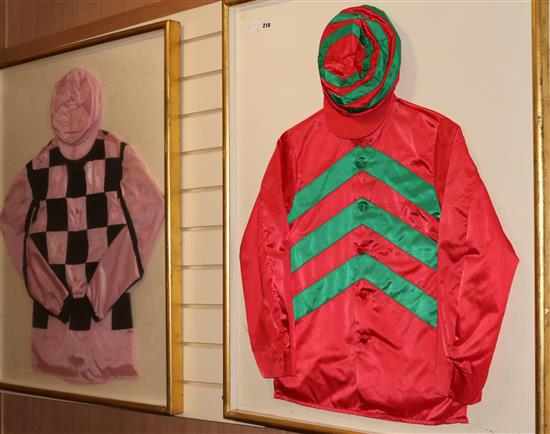 A pair of framed jockey silks